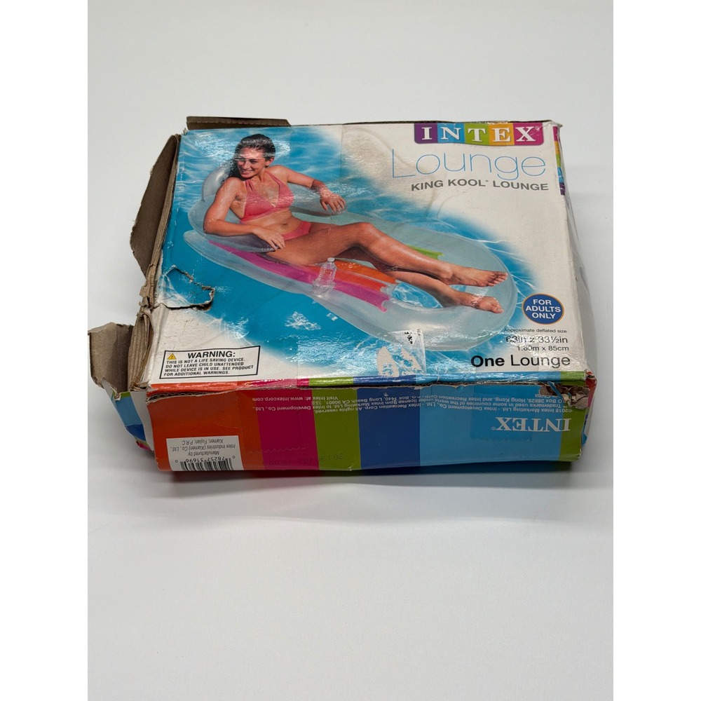 Intex King Kool Lounge Inflatable Pool Float Clear Multi‎ Color 58802EP 63x33in
